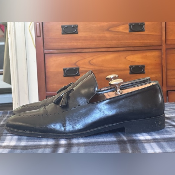 VTG Gucci Tassel Perforated Black Leather Men’s Slip On Dress Loafers Size 45 E main image 5